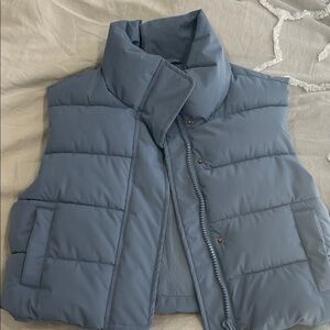 New GARAGE Cropped Blue Gray Puffer Vest XS